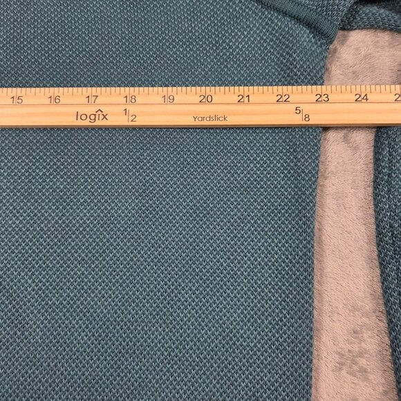 LL Bean Sweater Mens Large Teal Coolmax Blend Performance Birdseye Crewneck - Picture 6 of 7